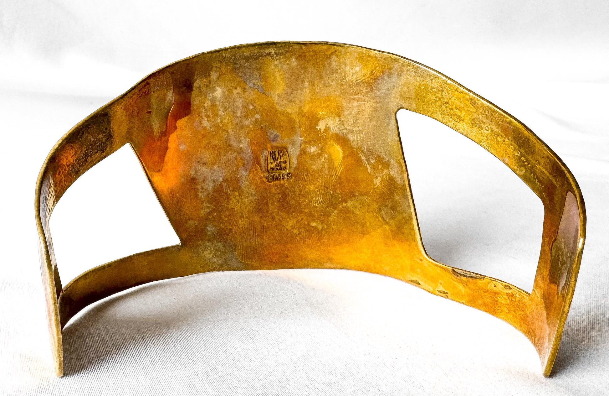 Vintage Robert Lee Morris RLM Studio Brass Sterling Silver Moving Shadows Adjustable Cuff Bracelet, Unique Statement Modernist Bracelet