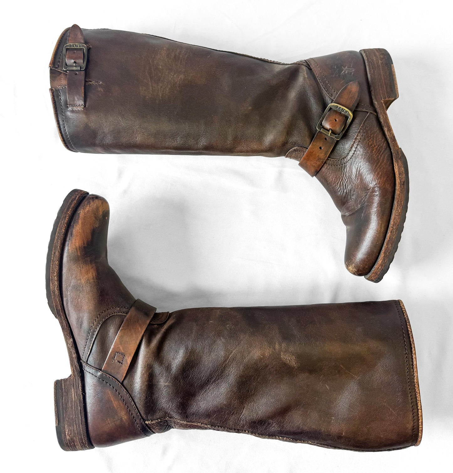 Vintage Style Frye Veronica Tall Knee High Brown Leather Boots, Sz. 9.5B