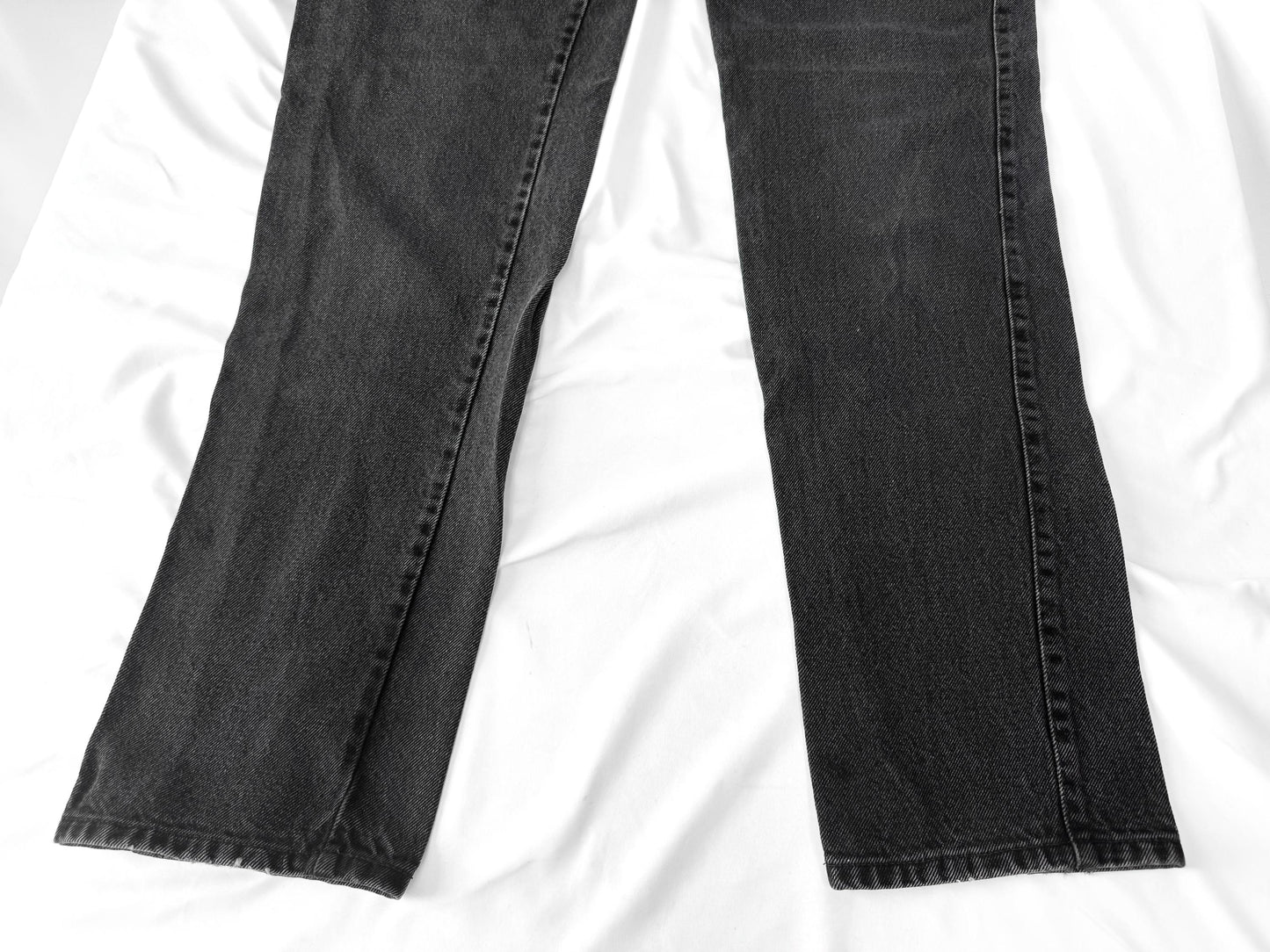90s Rockies Faded Black Pocketless Pleated Front High Rise Tapered Cotton Denim Jeans, Women's Sz. 28" x 37", Western Country Style Jeans