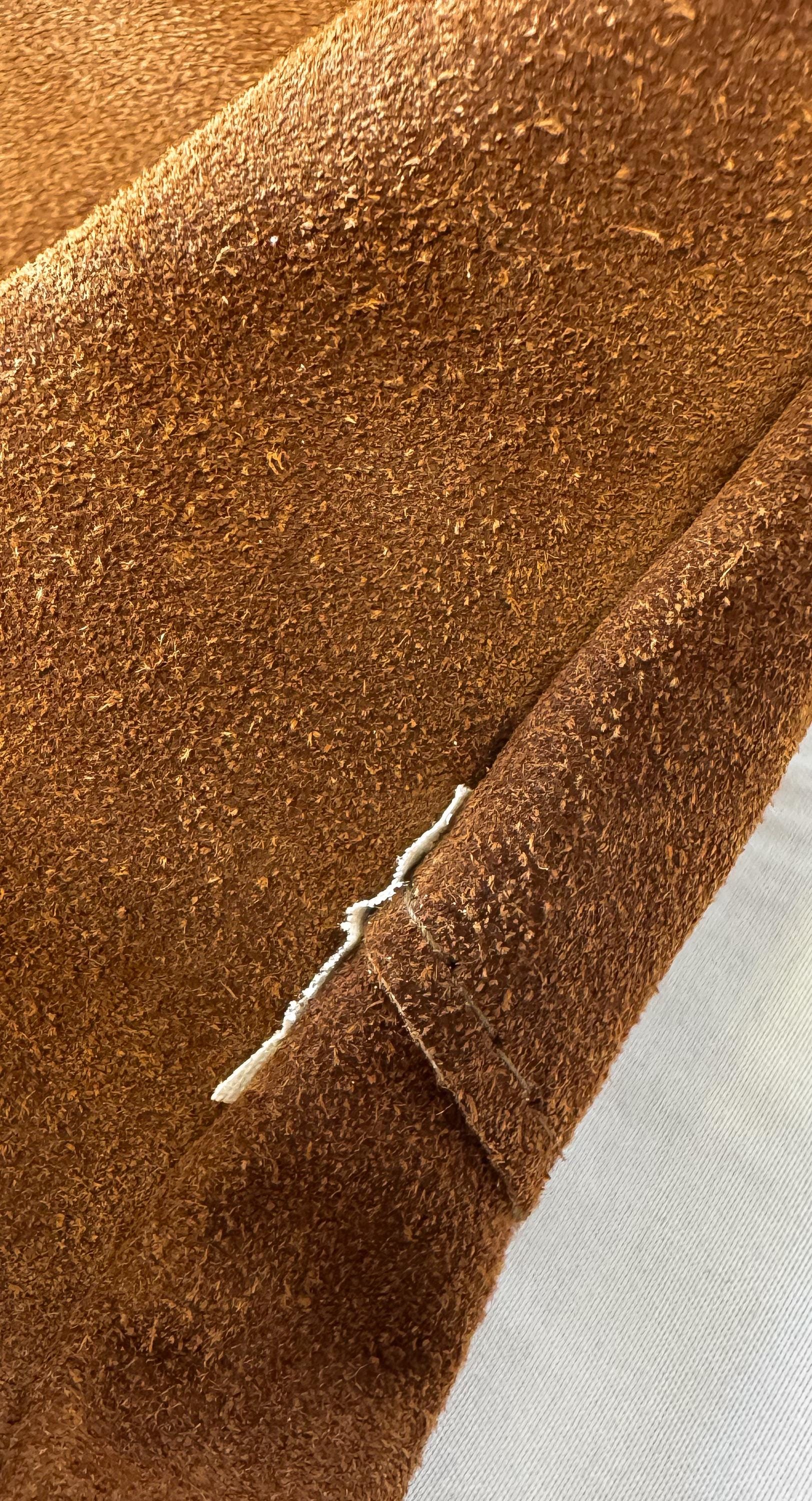 60s Pioneer Wear Brown Suede Leather Fur Lined Vest, Approx. Men's Sz. L, Vintage Western Vest Top