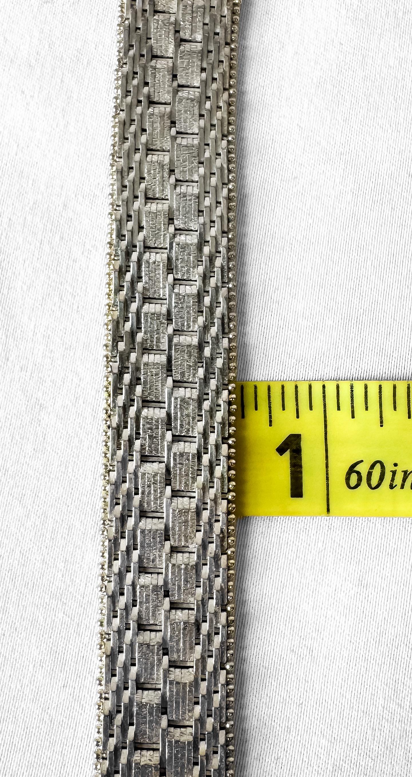 Vintage 925 Italy Sterling Silver Riccio Woven Mesh Style Unisex Chain Bracelet