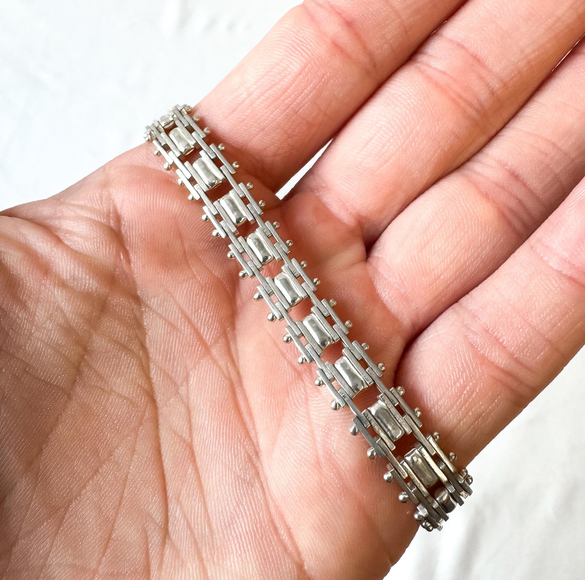 Vintage 925 Italy Sterling Silver Riccio Woven Mesh Style 1/4" Unisex Chain Link Bracelet