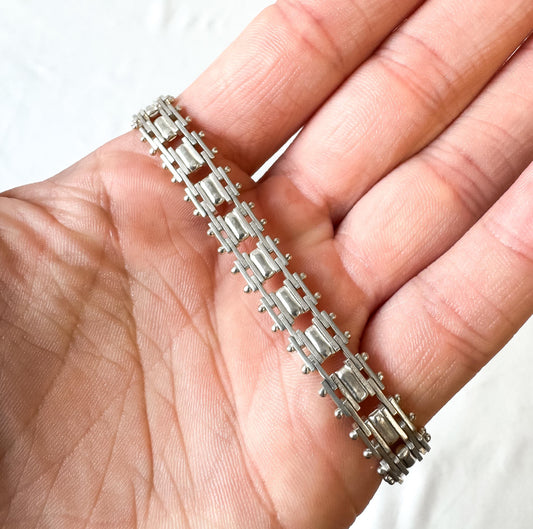 Vintage 925 Italy Sterling Silver Riccio Woven Mesh Style 1/4" Unisex Chain Link Bracelet