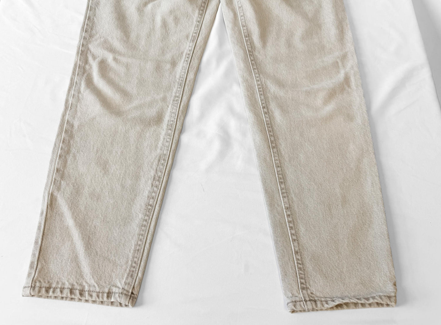 Vintage Lee Riveted Cream Beige High Rise Straight Leg Jeans, Women's Sz. 30" x 31"