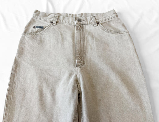 Vintage Lee Riveted Cream Beige High Rise Straight Leg Jeans, Women's Sz. 30" x 31"