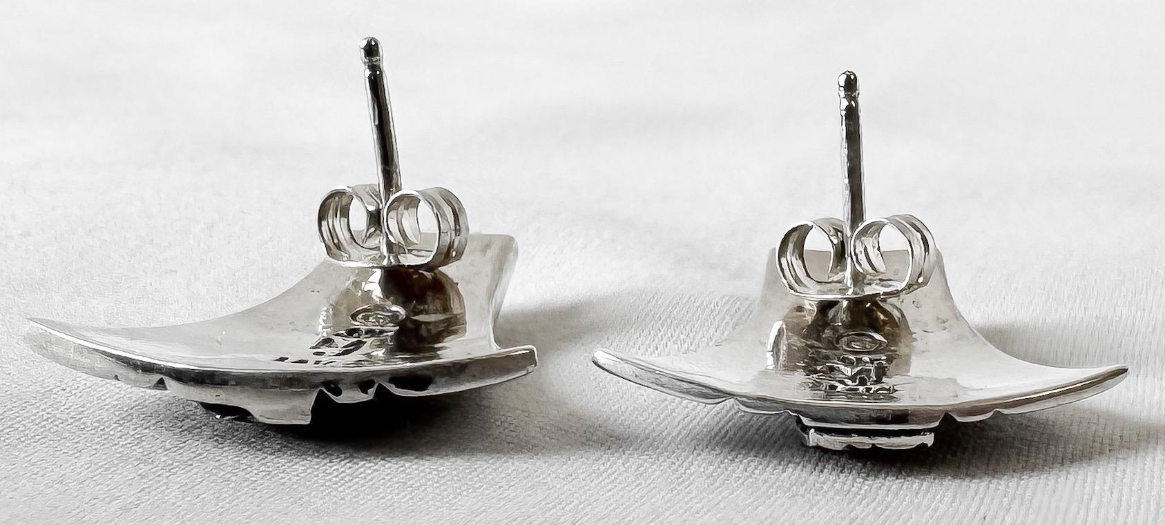 Vintage Mark Jimenez 14K Gold 925 Sterling Silver Abstract Geometric Stud Earrings, Unique Western Navajo Boho Earrings