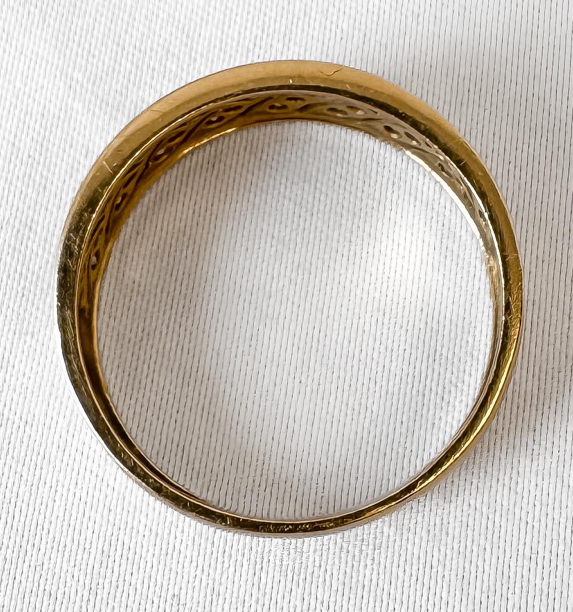 14K Yellow Gold Pave Diamond Unisex Band Ring, Sz. 10