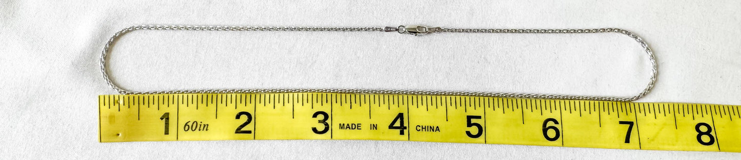 Vintage 14K Italy White Gold Diamond Cut Rope Chain Necklace, Approx. 15" Approx. 1-2mm, Simple Everyday Minimalist Unisex Chain