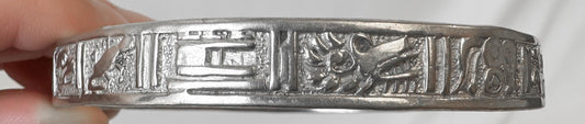 Vintage 925 Sterling Silver Taxco Mexico Animal Aztec Style Stamped 9 Inch Bangle Bracelet, Unisex Western Navajo Southwest Boho Bracelet