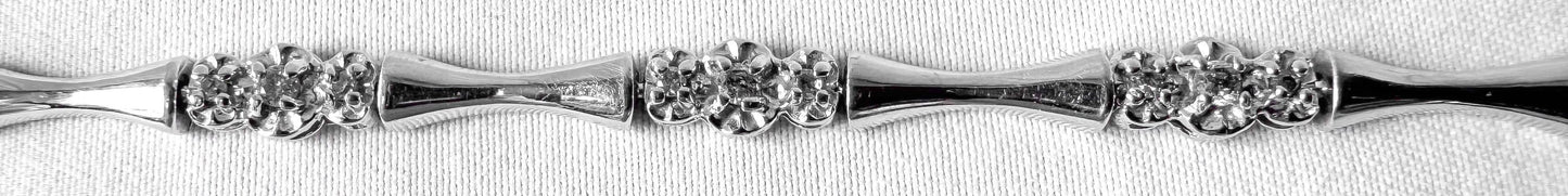 10K White Gold 1/2 CT Diamond Bamboo Chain Link 7.5" Bracelet