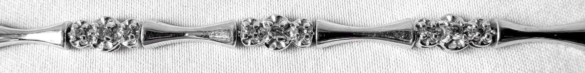10K White Gold 1/2 CT Diamond Bamboo Chain Link 7.5" Bracelet
