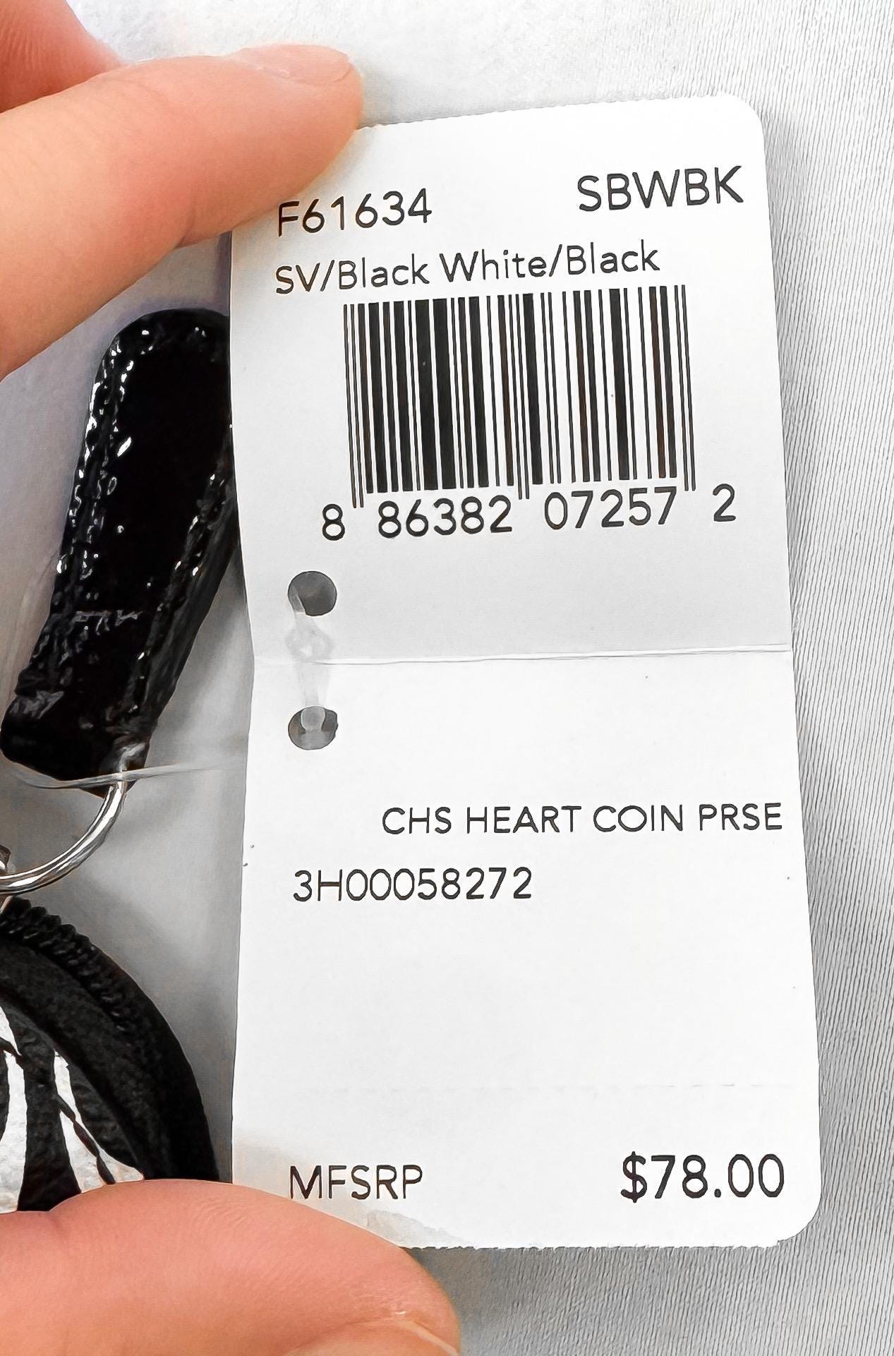 NWT Modern Coach Signature Black and White Heart Coin Purse
