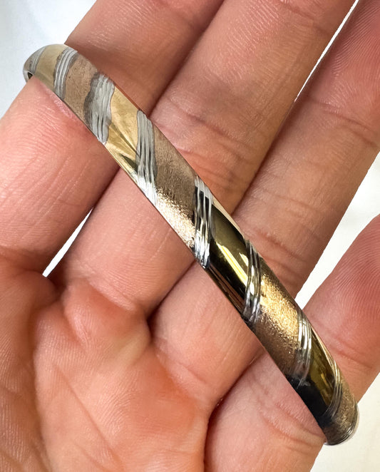 Vintage JCM 925 10K GF Tri-Color Bangle Bracelet
