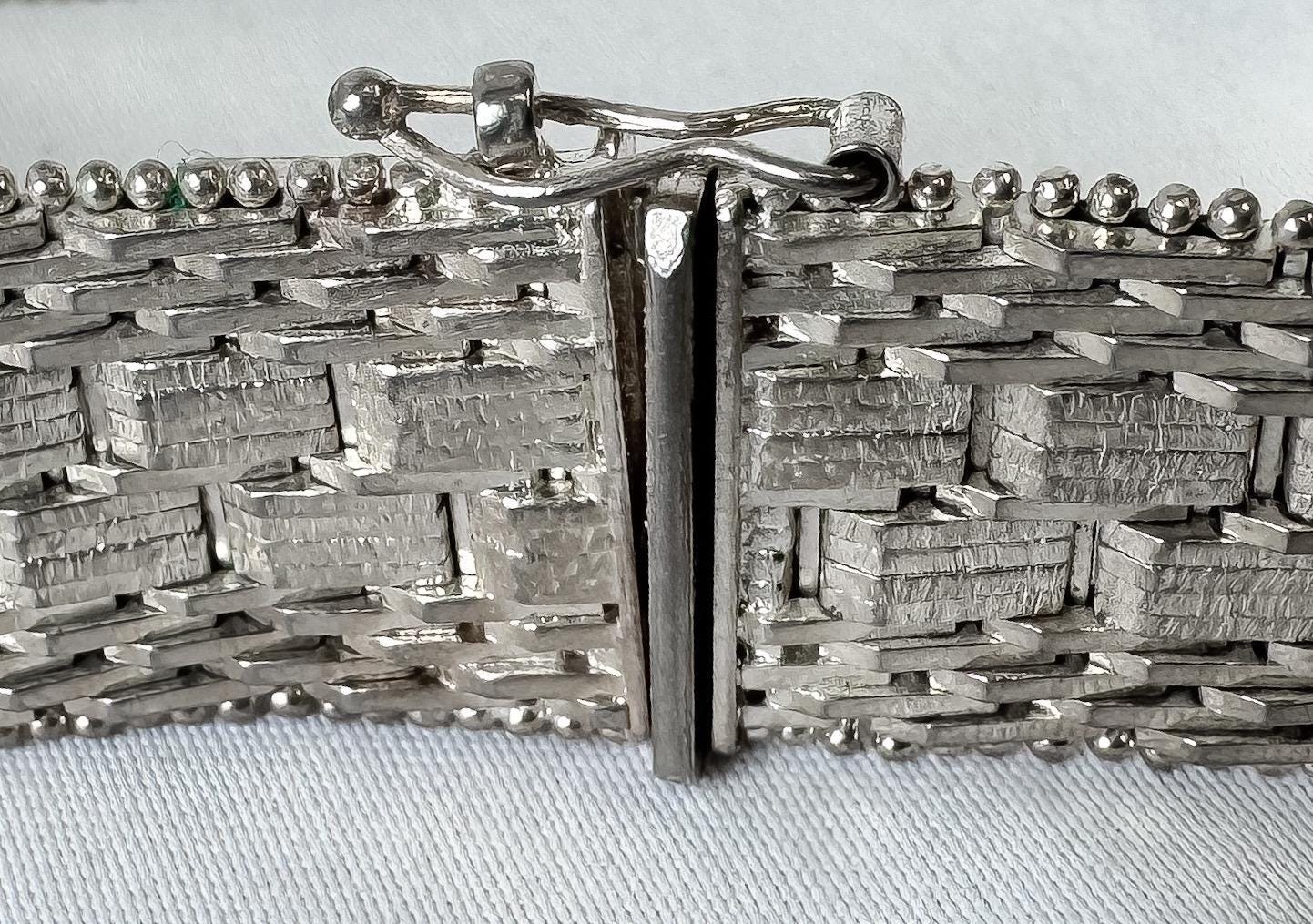 Vintage 925 Italy Sterling Silver Riccio Woven Mesh Style Unisex Chain Bracelet