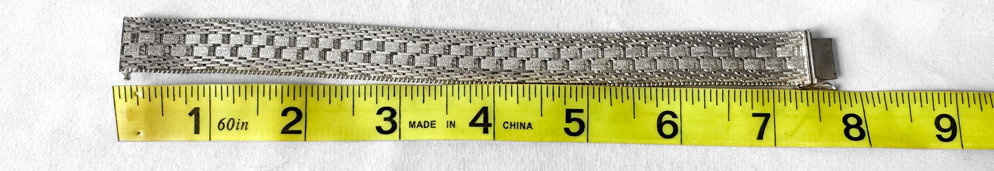 Vintage 925 Italy Sterling Silver Riccio Woven Mesh Style Unisex Chain Bracelet