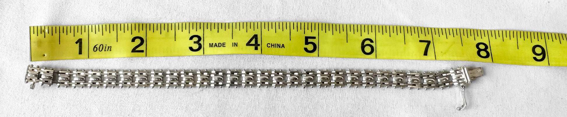 Vintage 925 Italy Sterling Silver Riccio Woven Mesh Style 1/4" Unisex Chain Link Bracelet