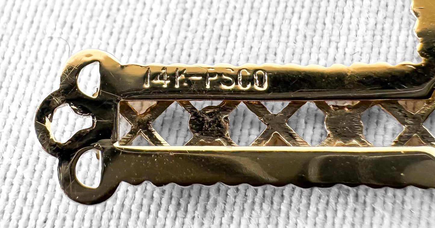 Vintage 14K Yellow Gold Filigree Cross Pendant