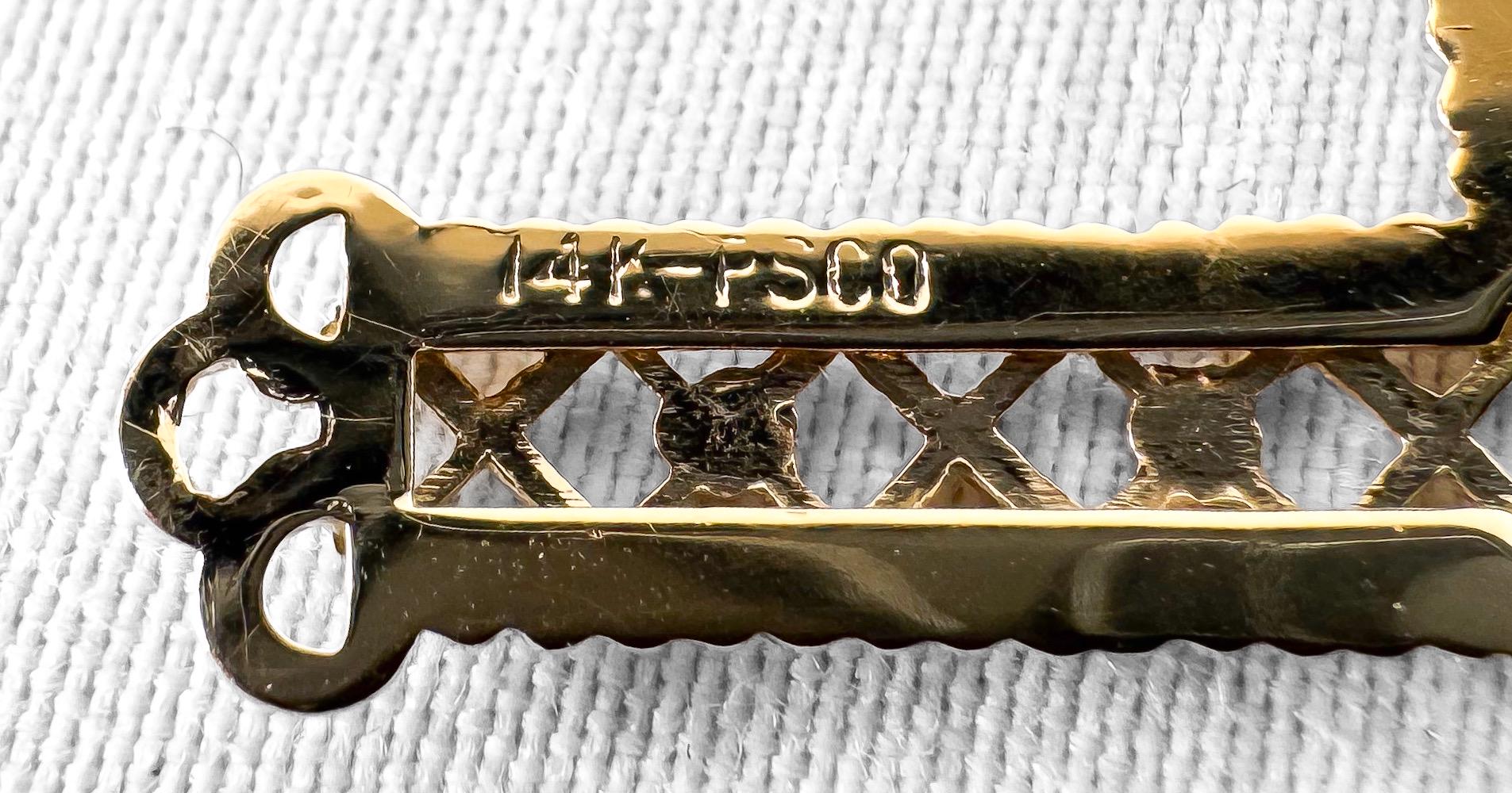 Vintage 14K Yellow Gold Filigree Cross Pendant