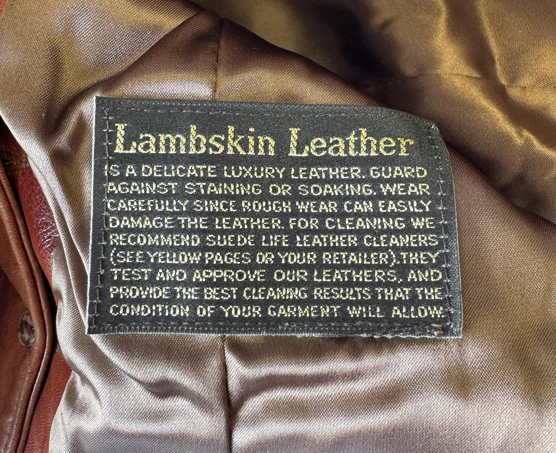 Vintage 70s Kenny Rogers Cognac Brown Lambskin Unisex Leather Vest, Approx. Men's Sz. S/M