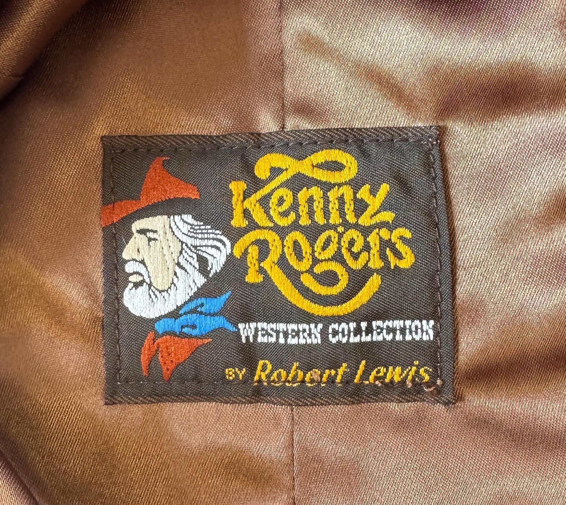 Vintage 70s Kenny Rogers Cognac Brown Lambskin Unisex Leather Vest, Approx. Men's Sz. S/M