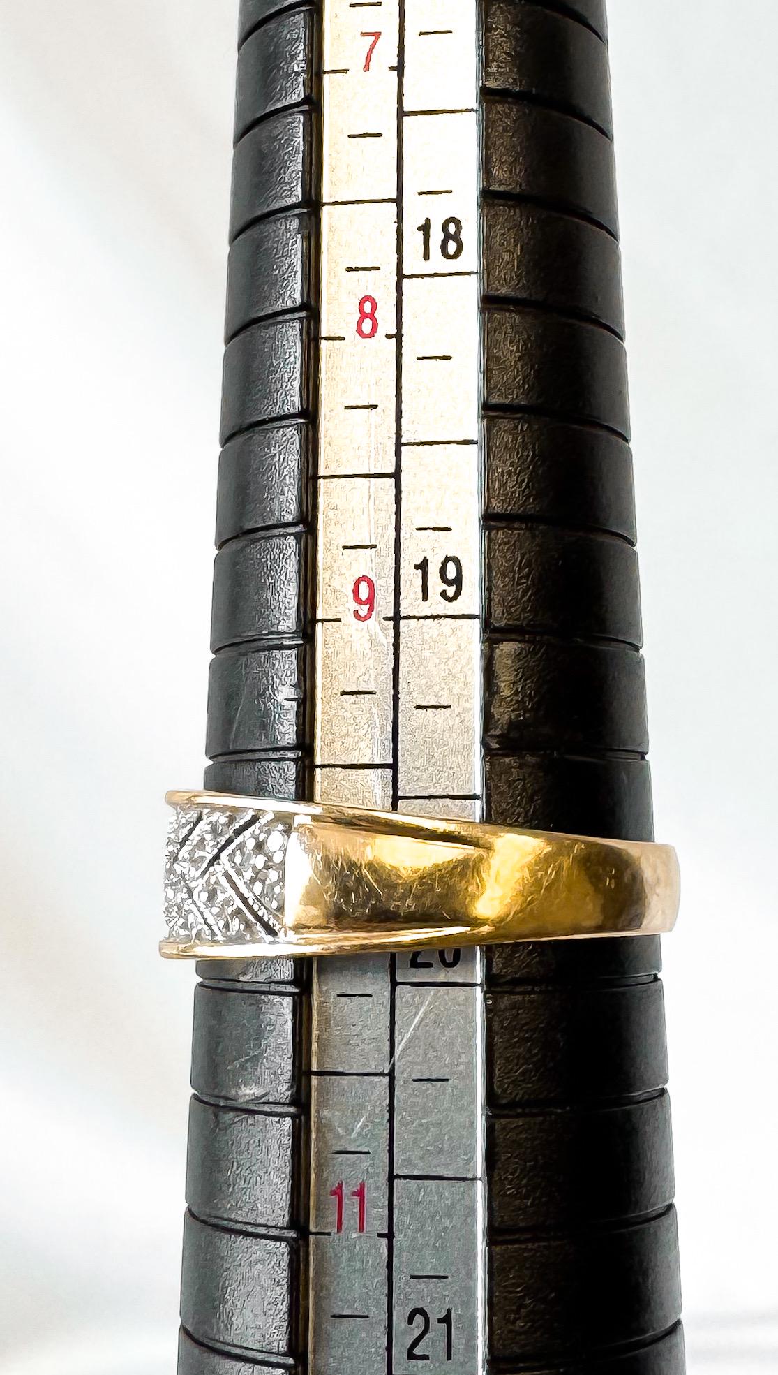 14K Yellow Gold Pave Diamond Unisex Band Ring, Sz. 10