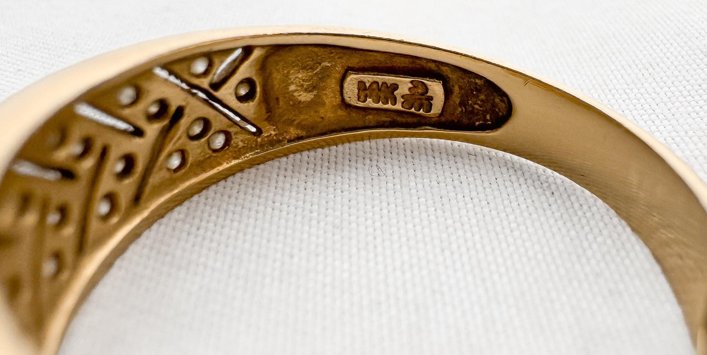 14K Yellow Gold Pave Diamond Unisex Band Ring, Sz. 10
