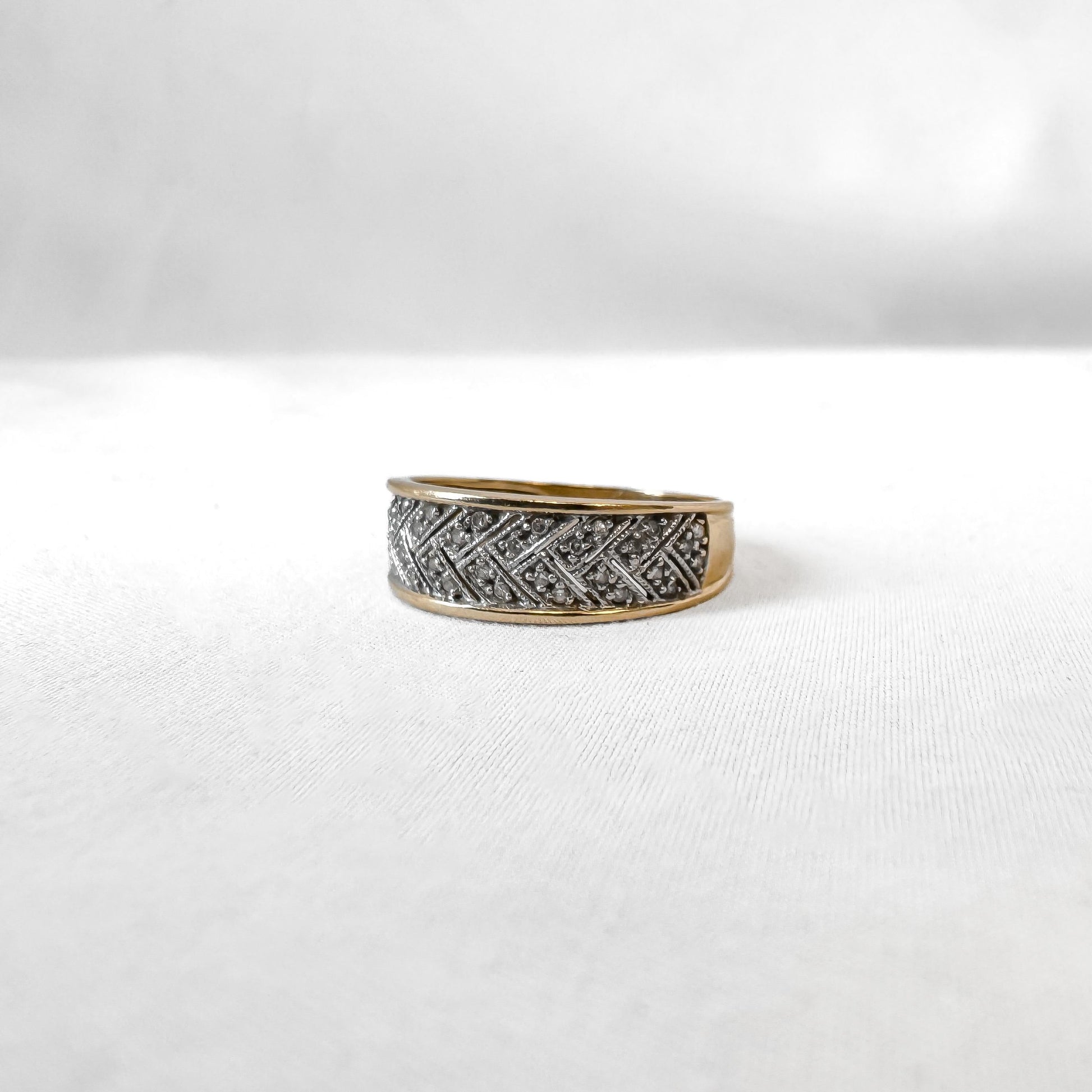 14K Yellow Gold Pave Diamond Unisex Band Ring, Sz. 10