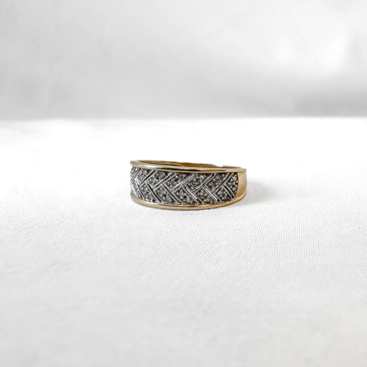 14K Yellow Gold Pave Diamond Unisex Band Ring, Sz. 10