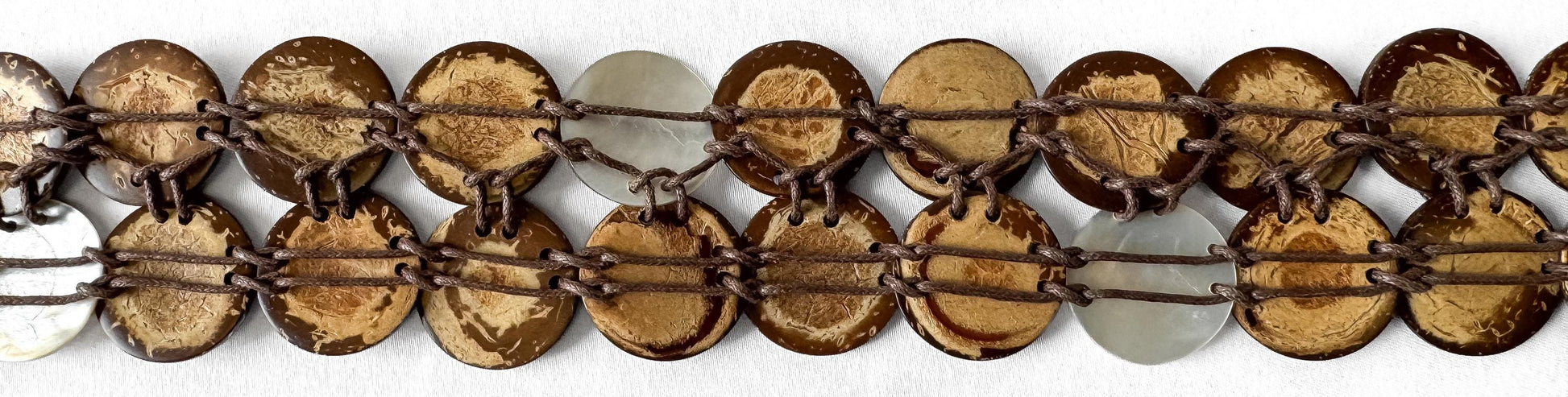 Vintage Handcrafted Boho Wooden Shell Two Strand Woven Belt, Unique Bohohemian Accessories
