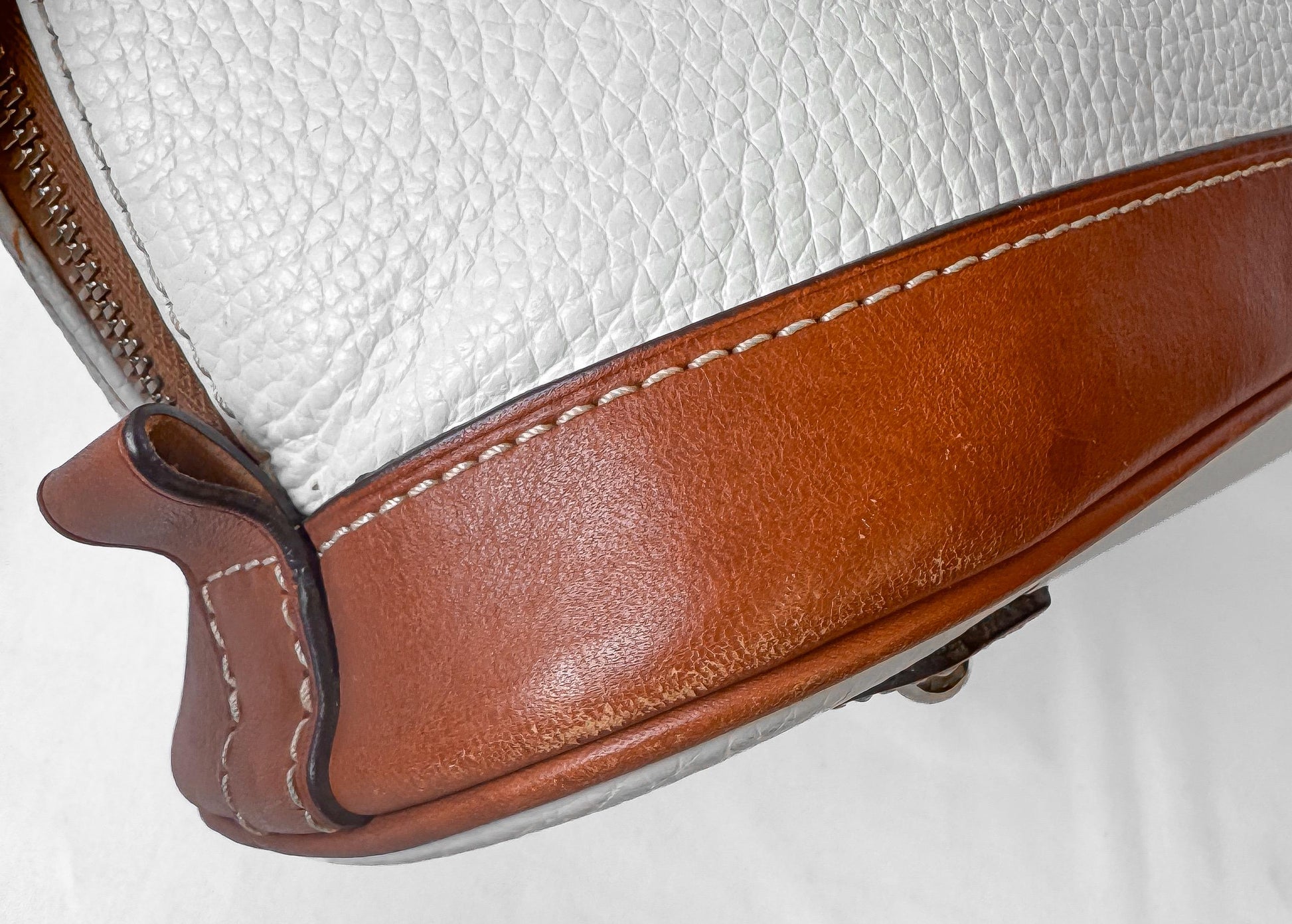 Dooney and Bourke White Pebble Grain Zip Domed Satchel with Detachable Crossbody Strap