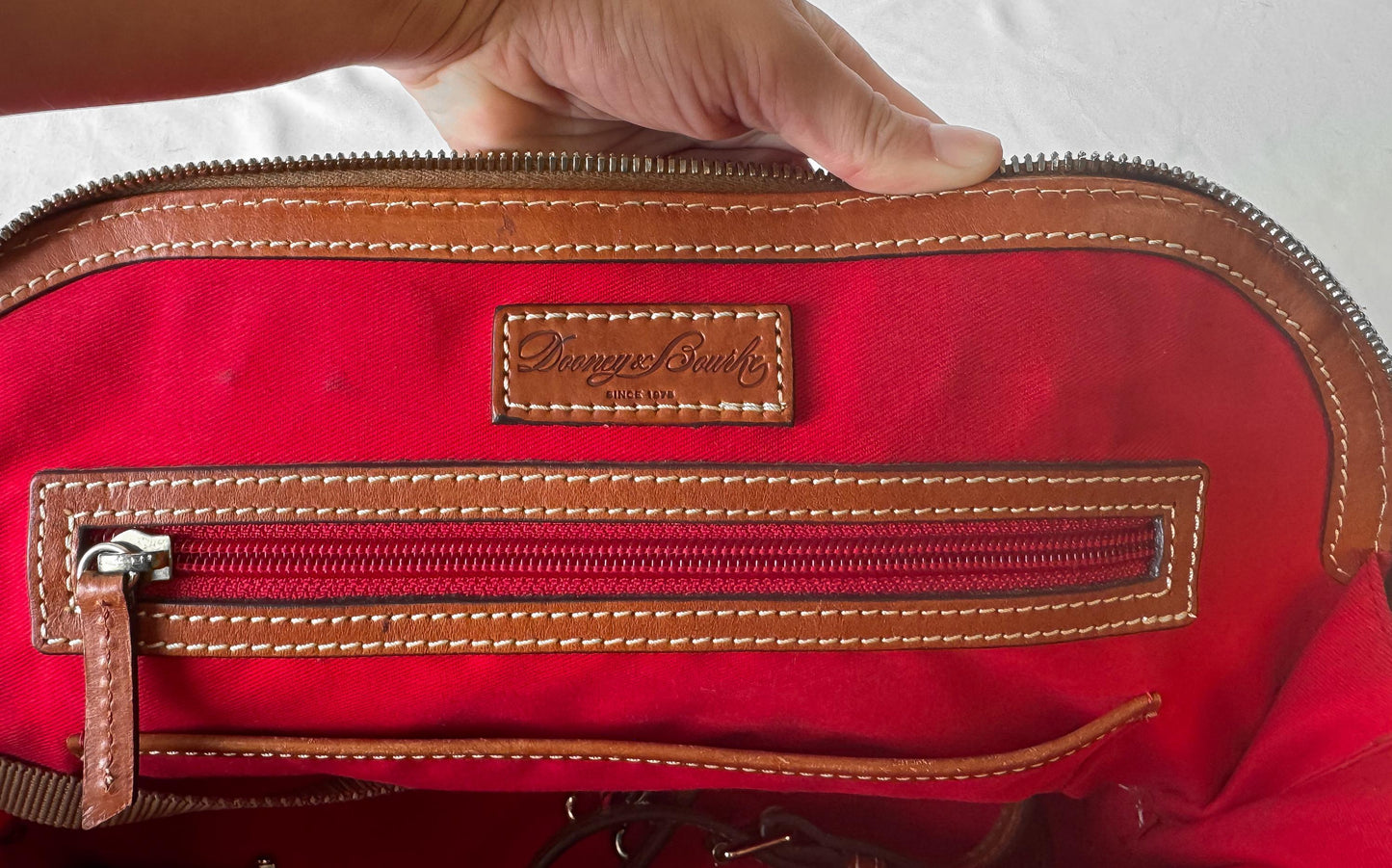 Dooney and Bourke White Pebble Grain Zip Domed Satchel with Detachable Crossbody Strap