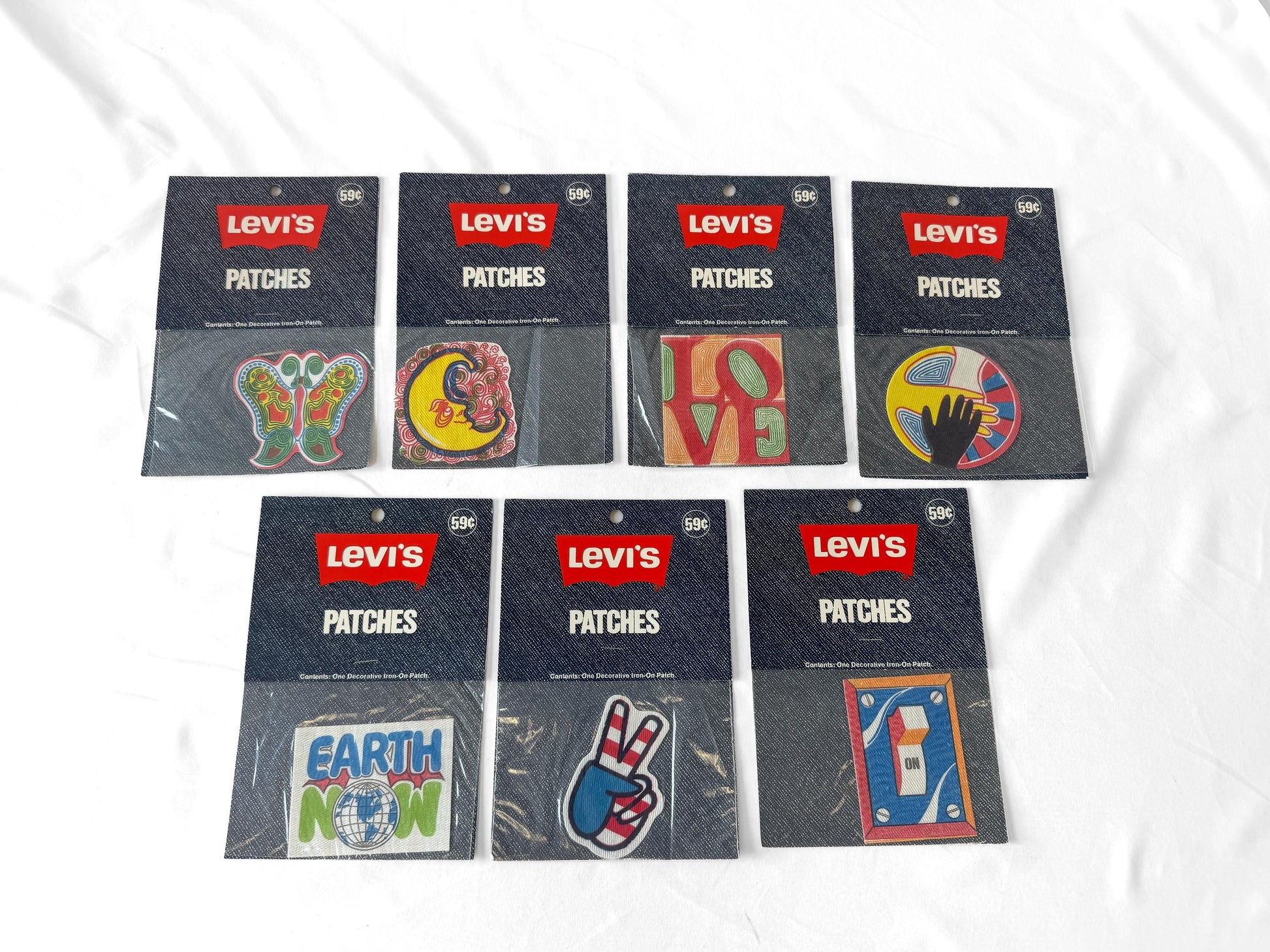 70s Deadstock Levi's Hippie Boho Themed Set of 7 Iron-On Patches