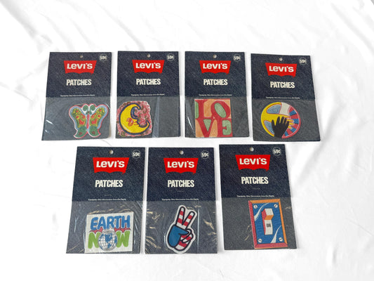 70s Deadstock Levi's Hippie Boho Themed Set of 7 Iron-On Patches
