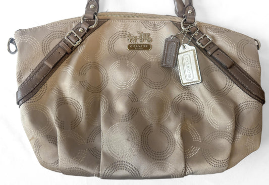 Y2K Coach Op Art Madison Sophia Dotted Beige Satchel Handbag with Detachable Strap, Style 15957, Unique Y2K 00s Vintage Coach Purse