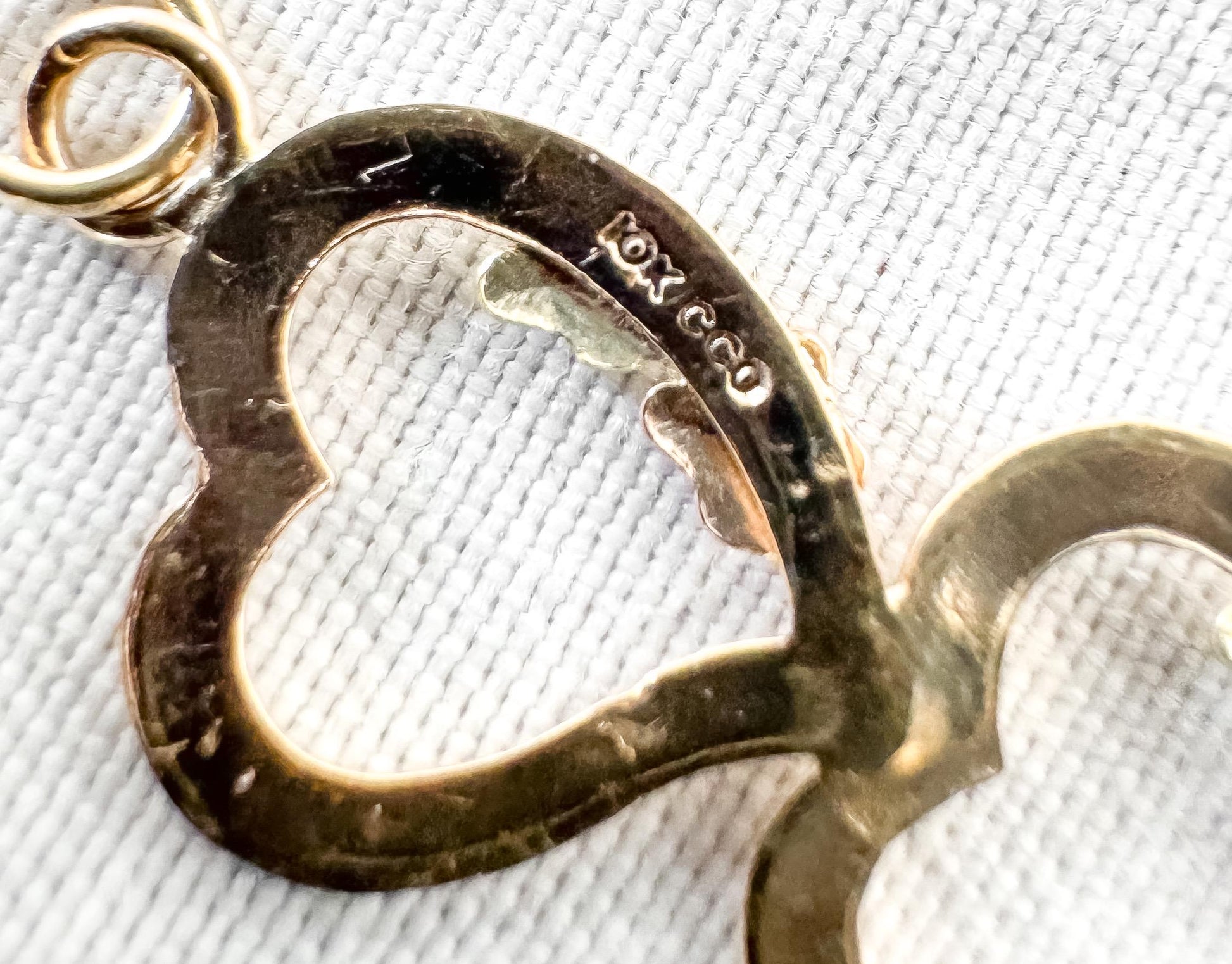 Vintage 10K CCO Black Hills Gold Double Heart Leaf Dangle Earrings