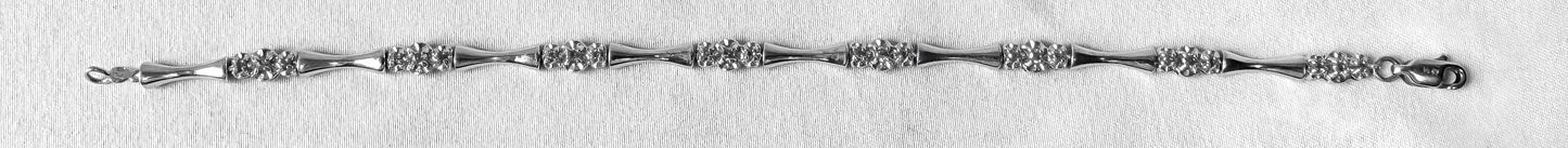 10K White Gold 1/2 CT Diamond Bamboo Chain Link 7.5" Bracelet