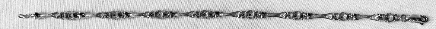 10K White Gold 1/2 CT Diamond Bamboo Chain Link 7.5" Bracelet