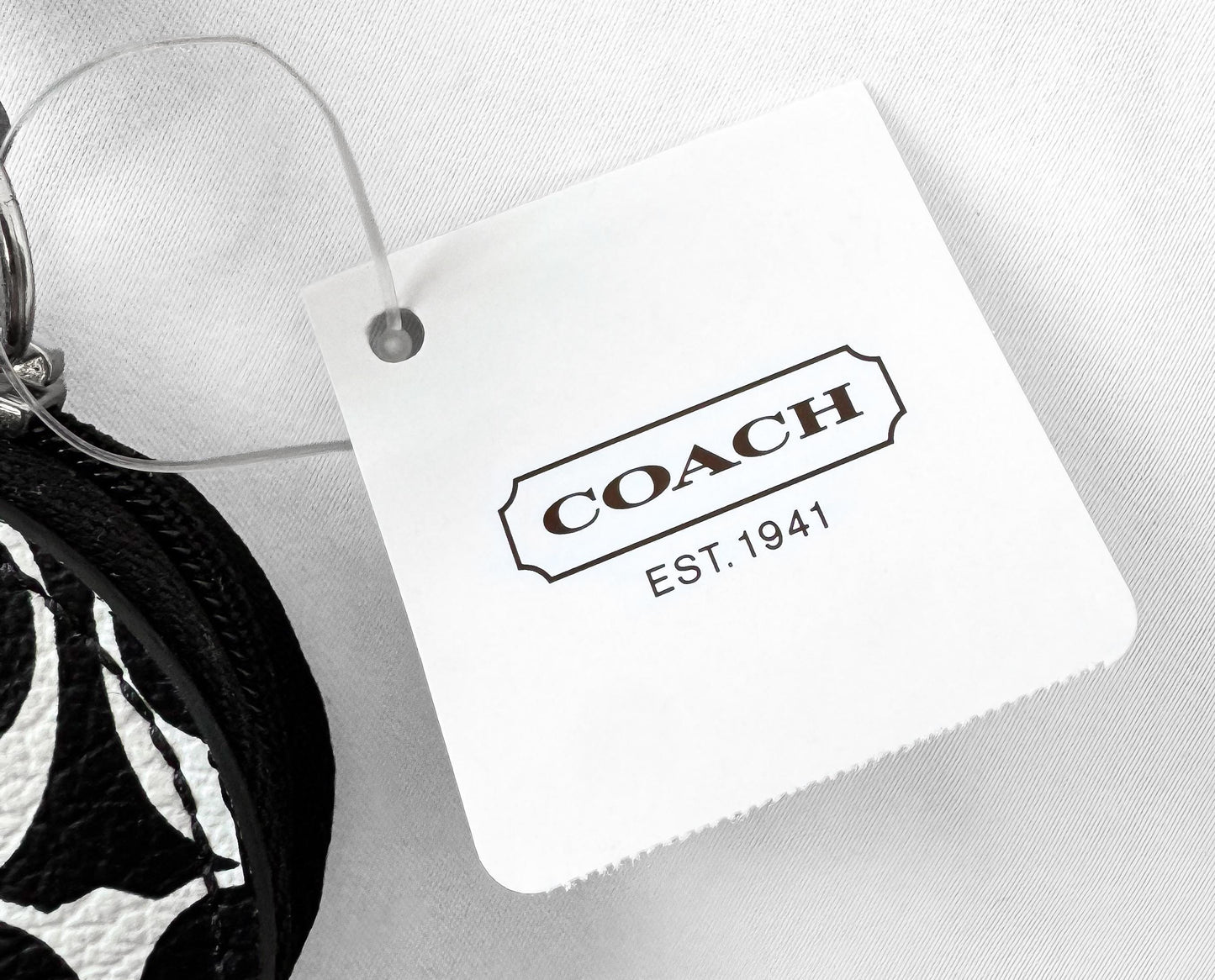 NWT Modern Coach Signature Black and White Heart Coin Purse