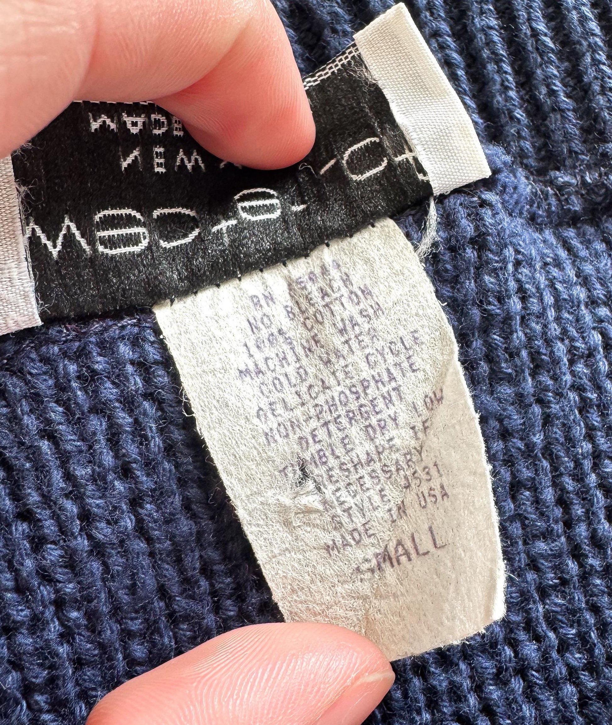 Vintage 80s/90s Sweater Loft Autumn Harvest Navy Knit Cotton Cardigan, Approx. Women's Sz. S, Vintage Halloween Fall Sweater