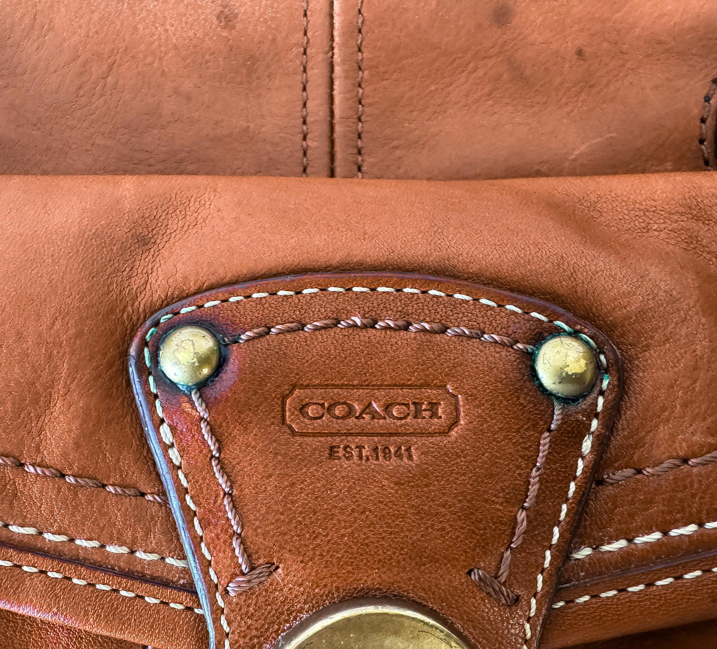 Y2K 00s Coach Legacy Leigh 65th Anniversary Cognac Brown Leather Turnlock Shoulder Bag, Style 11127