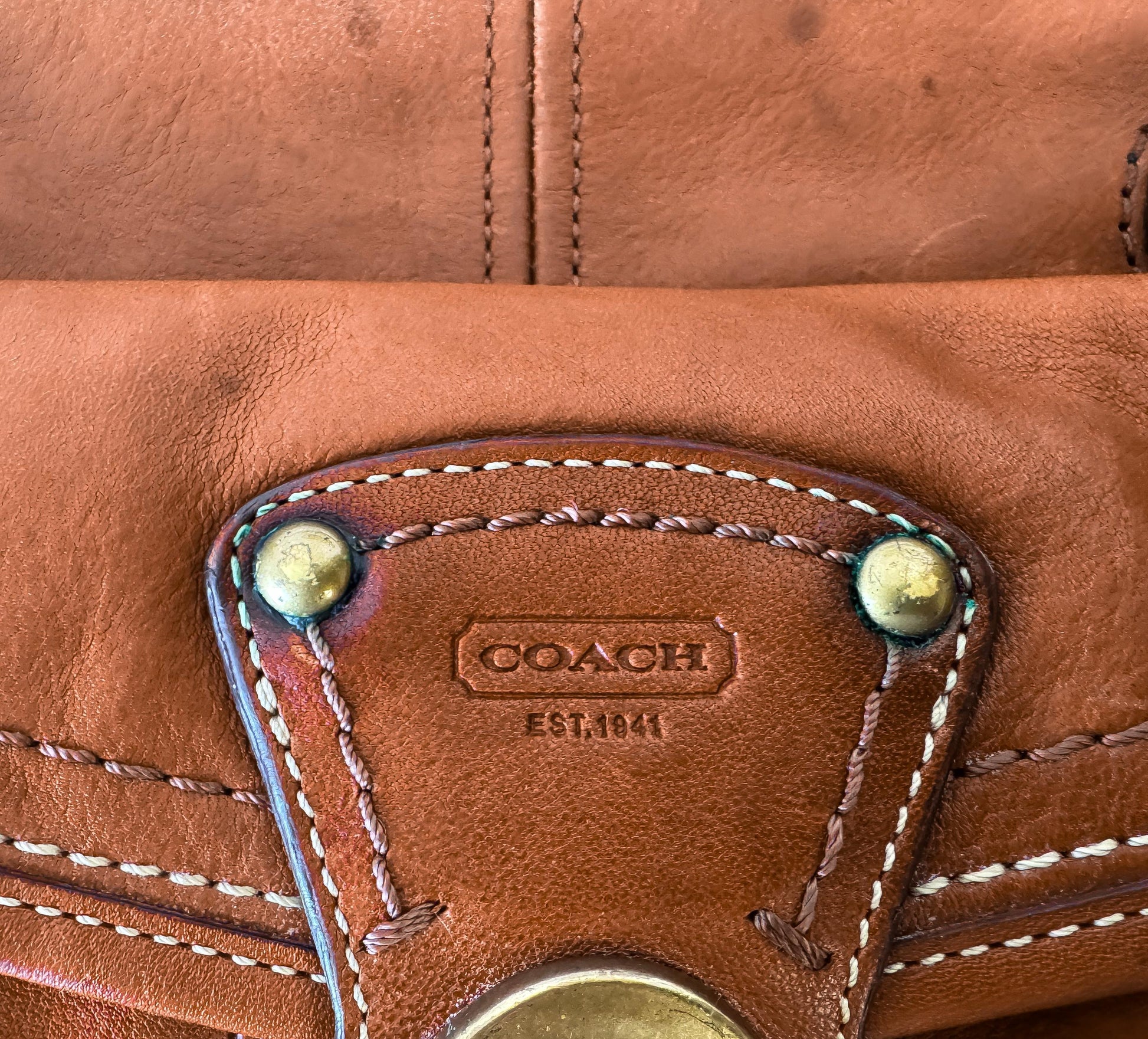 Y2K 00s Coach Legacy Leigh 65th Anniversary Cognac Brown Leather Turnlock Shoulder Bag, Style 11127