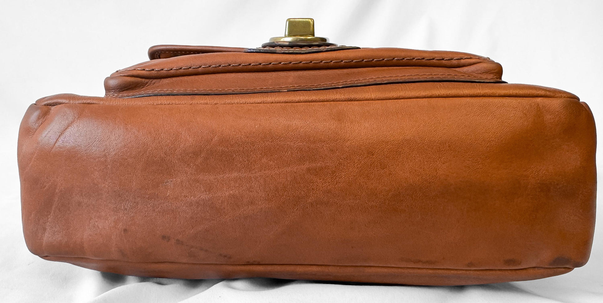 Y2K 00s Coach Legacy Leigh 65th Anniversary Cognac Brown Leather Turnlock Shoulder Bag, Style 11127