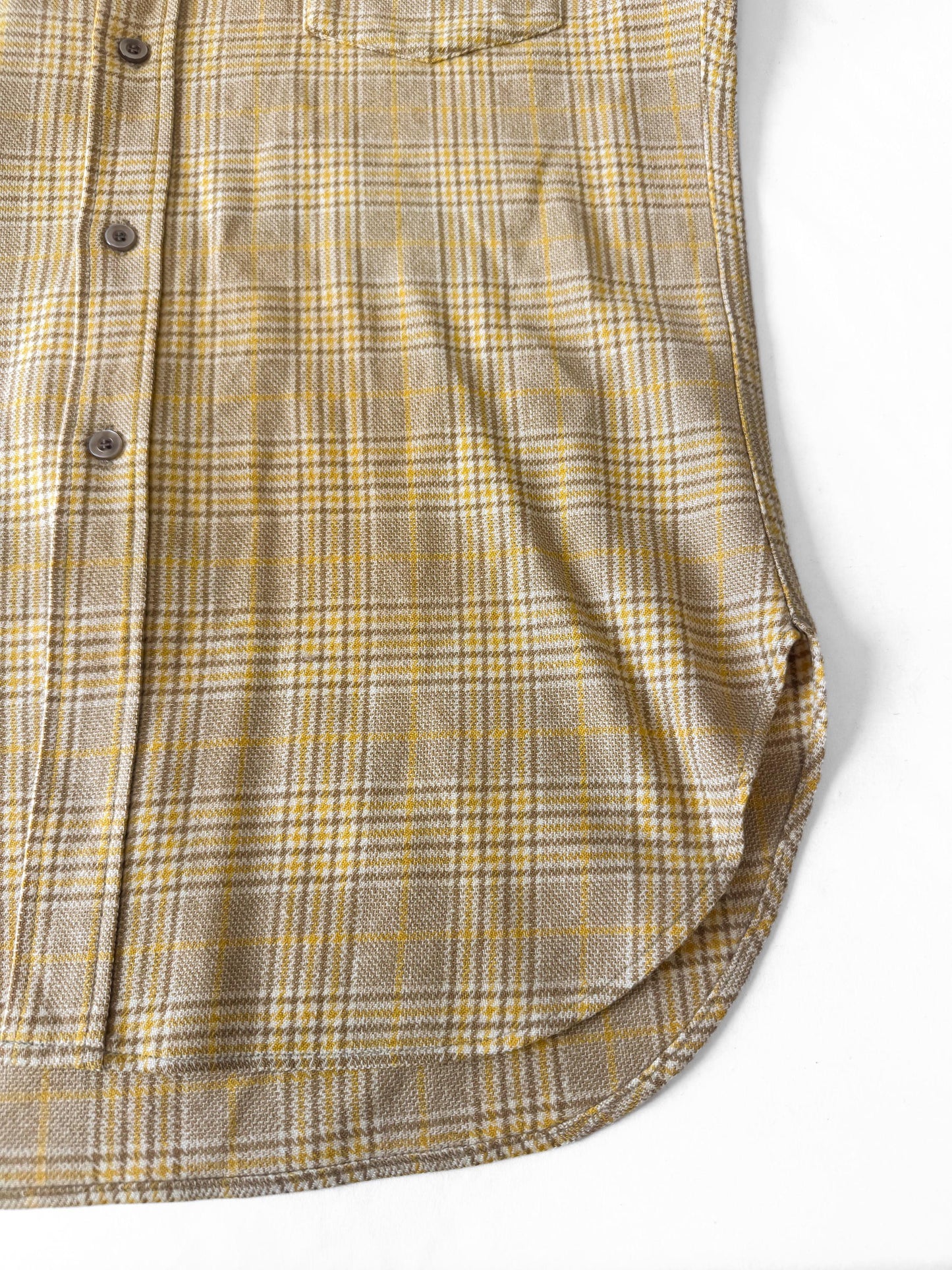 Vintage Pendleton Light Butter Yellow Plaid Wool Unisex Button Down Shirt, Men's Sz. L