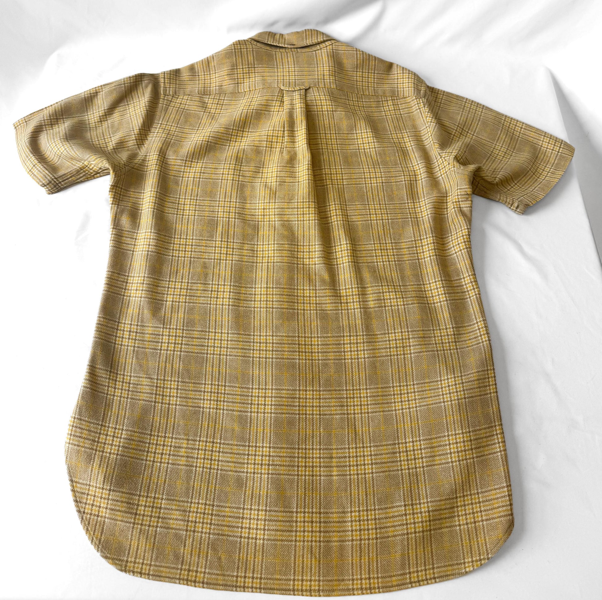 Vintage Pendleton Light Butter Yellow Plaid Wool Unisex Button Down Shirt, Men's Sz. L