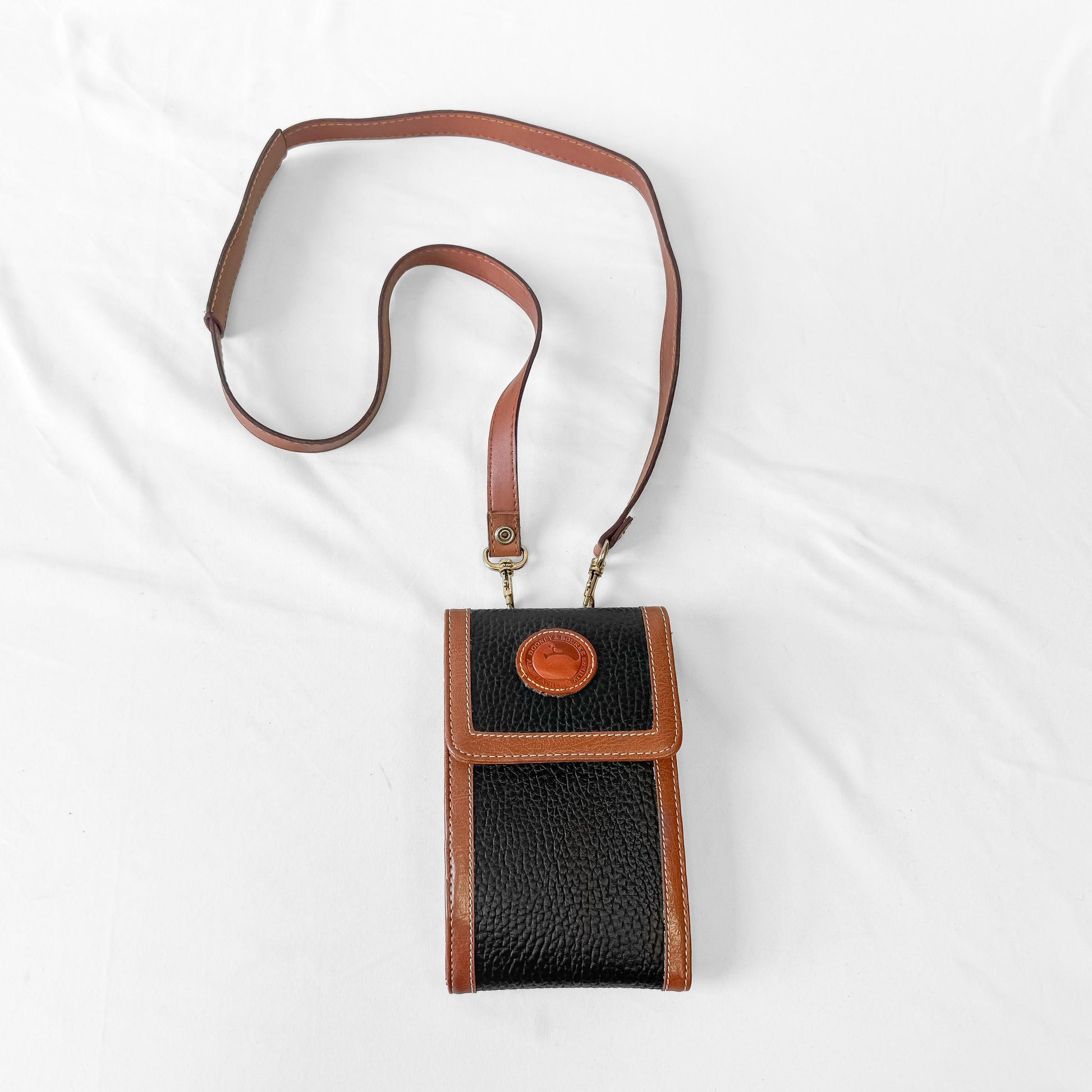 Vintage Dooney and Bourke Black Pebbled Leather Wallet Crossbody Bag