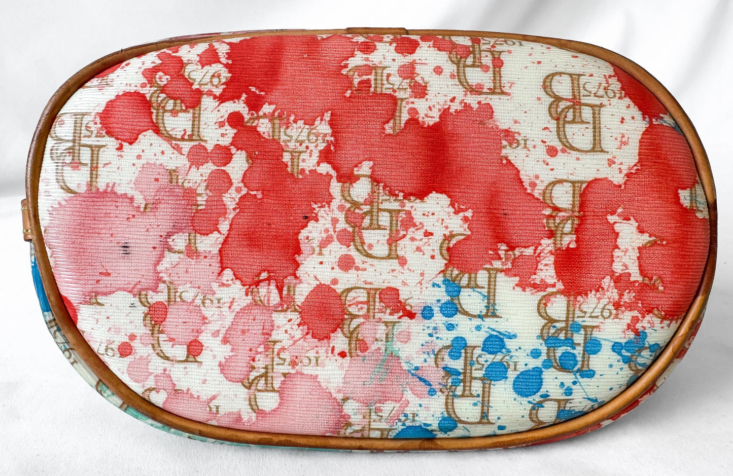 Y2K Vintage Dooney and Bourke Off White Rainbow Watercolor Paint Splash Monogram Hobo Shoulder Bag
