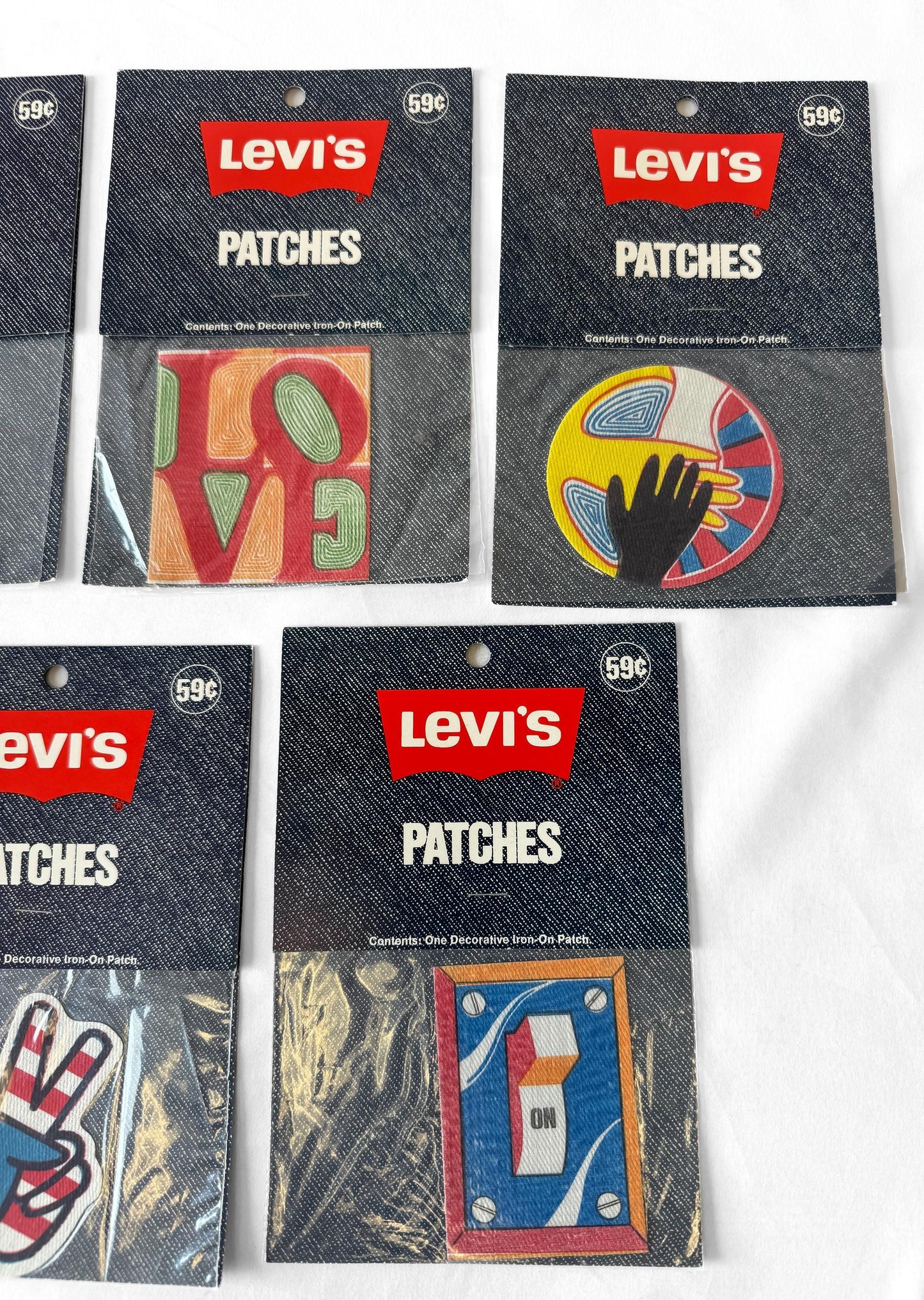 70s Deadstock Levi's Hippie Boho Themed Set of 7 Iron-On Patches