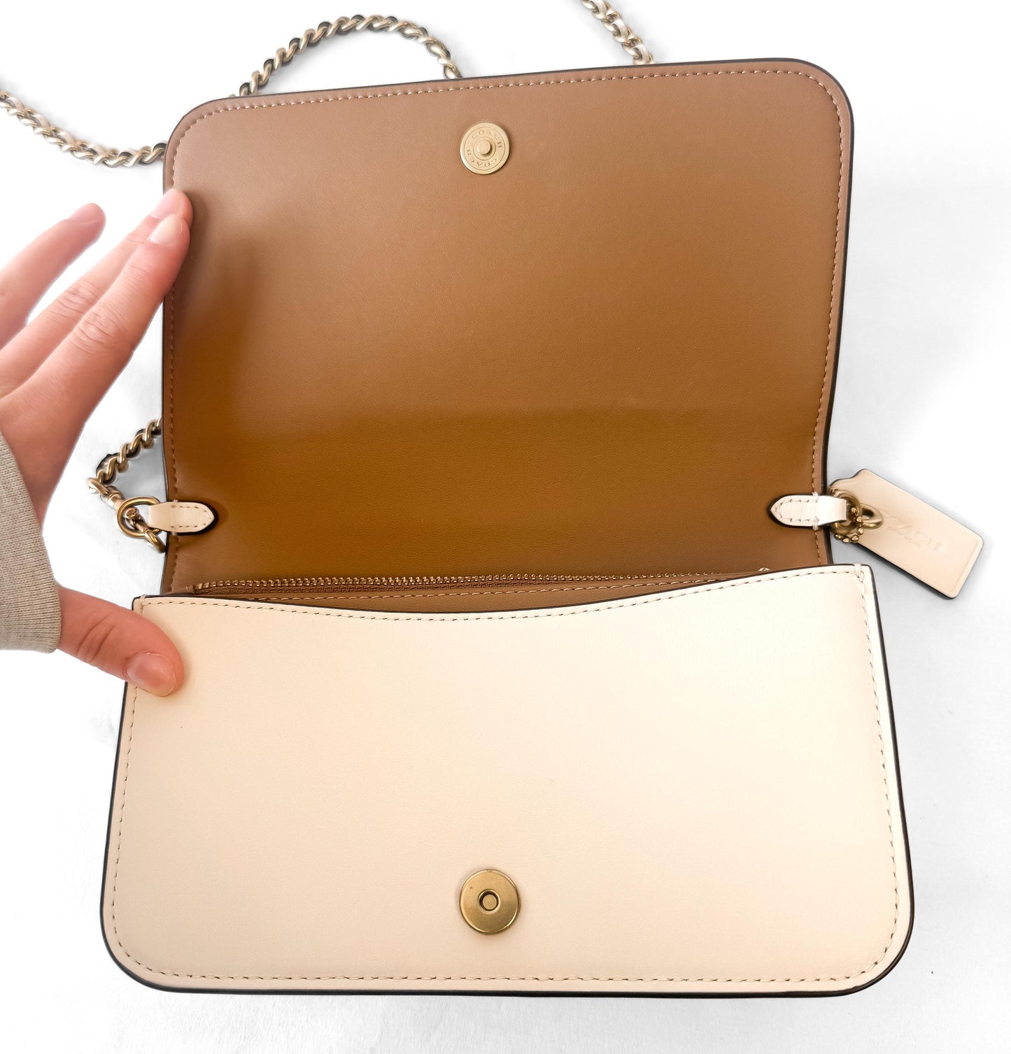 Modern Coach Bea Chalk White Leather Crossbody Bag, Style #CH802