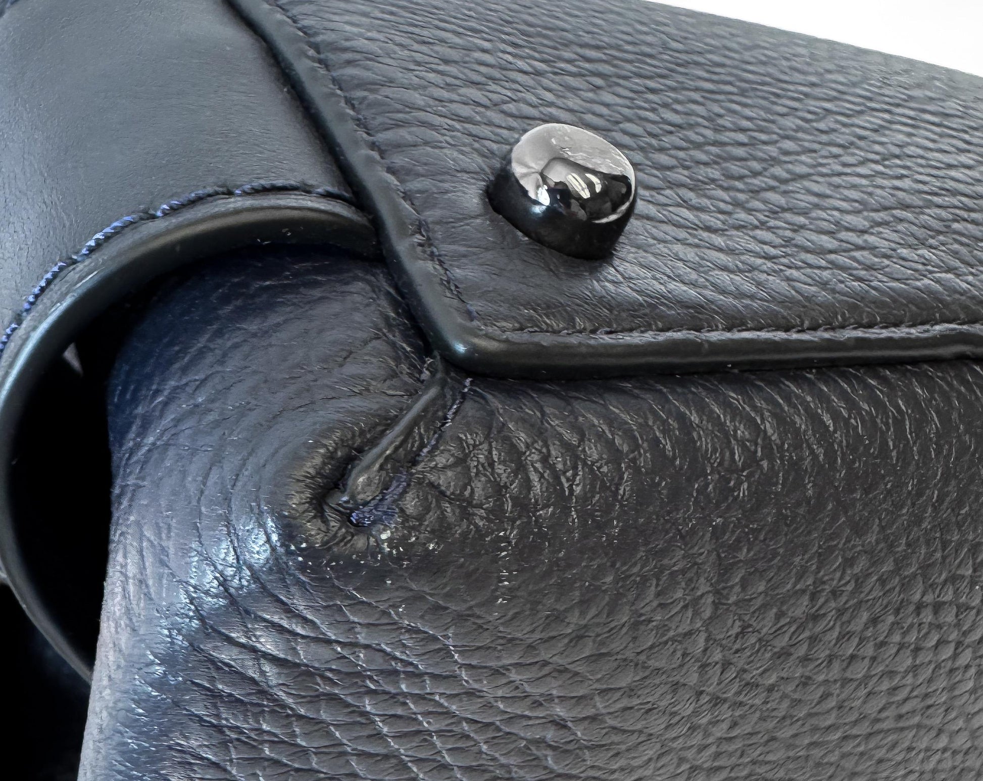Modern Coach Brooklyn 28 Navy Blue Pebbled Leather Tote with Detachable Strap, Style #56839