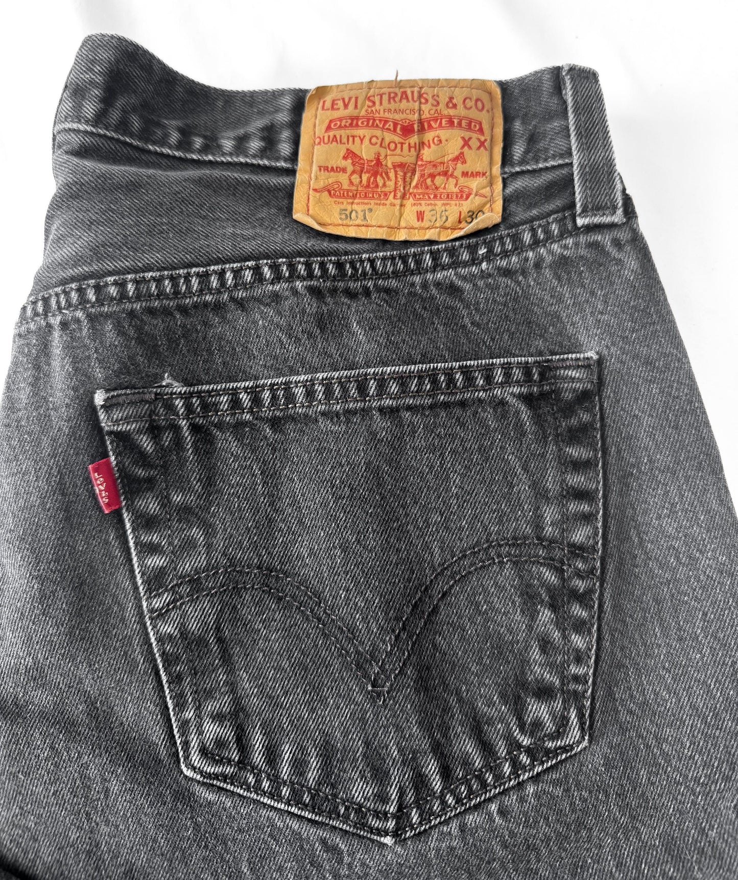 Vintage Levi's 505 Faded Washed Black Straight Leg Unisex Jeans, Sz. 34" x 29"